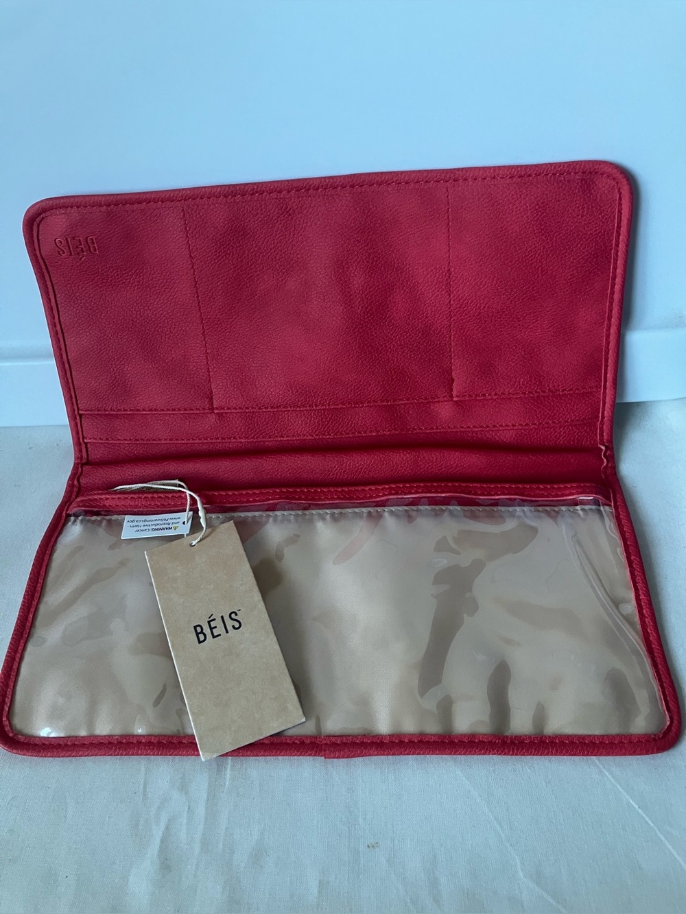 New BEIS The Seatback Organizer Red Folding Airplane Travel Flight Caddy Rare.
